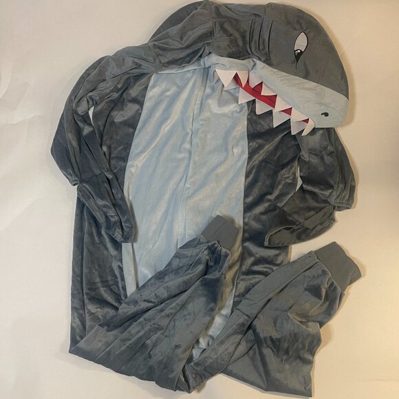 Shark Costume Adult One Size Spirit Halloween Plush One Piece Full Zip Up Suit - Picture 1 of 8